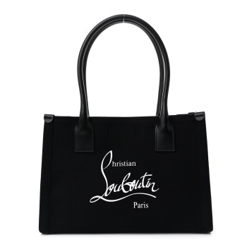CHRISTIAN LOUBOUTIN Canvas Nastroloubi Small Tote Black