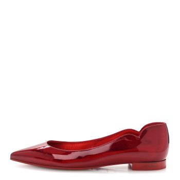 CHRISTIAN LOUBOUTIN Metallic Patent Psychic Hot Chickita Flats 37.5 Loubi