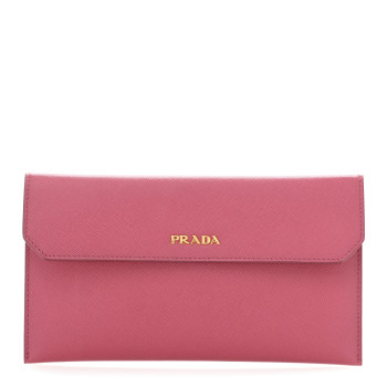 PRADA Saffiano Metal Large Flap Wallet Peonia