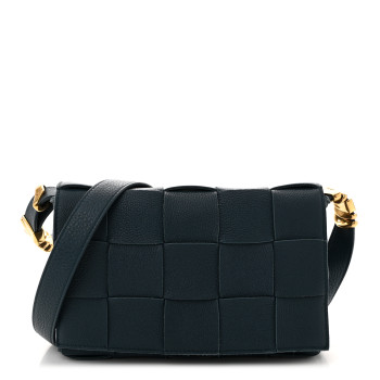 BOTTEGA VENETA Grained Calfskin Maxi Intrecciato Cassette Crossbody Bag Deep Blue
