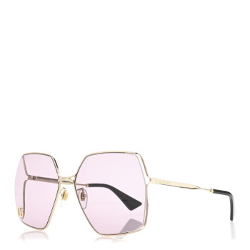 GUCCI Metal Square Frame Sunglasses GG0817S Gold Purple