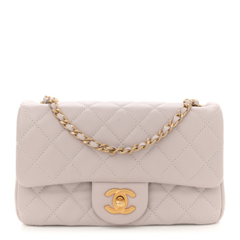 CHANEL Lambskin Quilted Mini Rectangular Pearl Crush Flap Grey