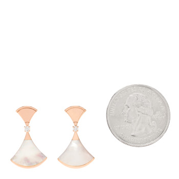 BULGARI 18K Rose Gold Diamond Mother of Pearl Divas' Dream Earrings
