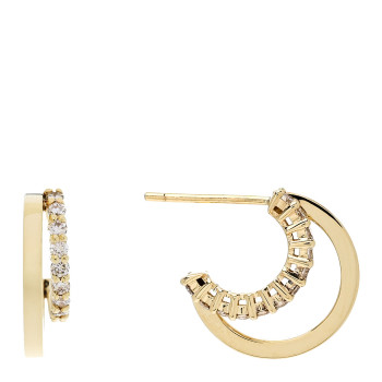 JENNIFER MEYER 18K Yellow Gold Diamond Mini Double Hoop Earrings
