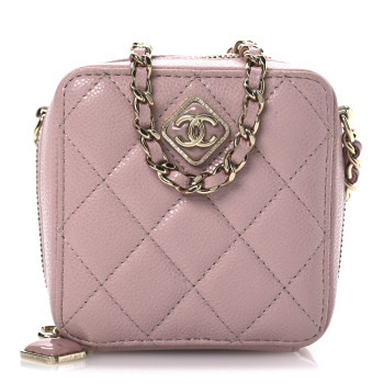 Caviar Quilted Clutch With Chain Light Pink