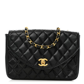 CHANEL Lambskin Quilted Single Flap Black