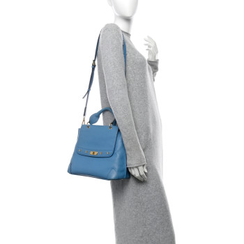 MCM Grained Calfskin First Lady Satchel Blue
