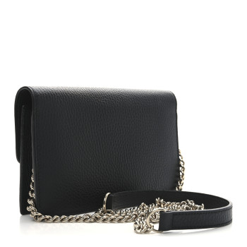 GUCCI Dollar Calfskin Interlocking G Chain Wallet Black