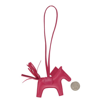 HERMES Milo Lambskin Grigri Rodeo Horse Bag Charm PM Rose Mexico