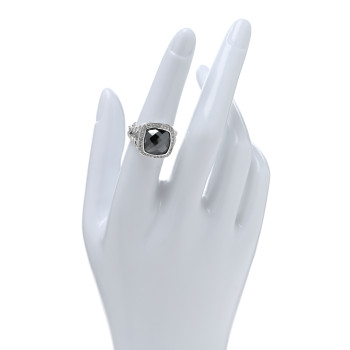DAVID YURMAN Sterling Silver Diamond Hematite 11mm Albion Ring 53 6.5