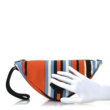 PRADA Canvas Baiadera Stripe Wristlet Pouch Arancio