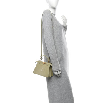 FENDI Stingray Shiny Nappa Petite Peekaboo I SEE U Satchel Green