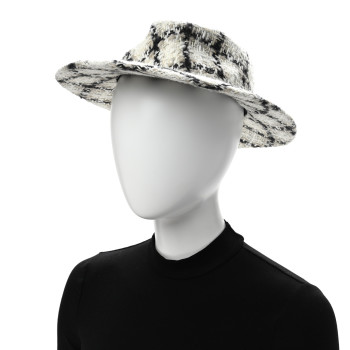 CHANEL Tweed Hat M Ivory Black Grey