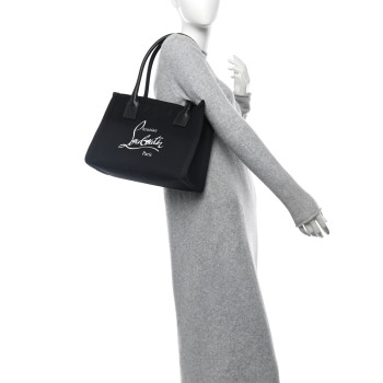 CHRISTIAN LOUBOUTIN Canvas Nastroloubi Small Tote Black