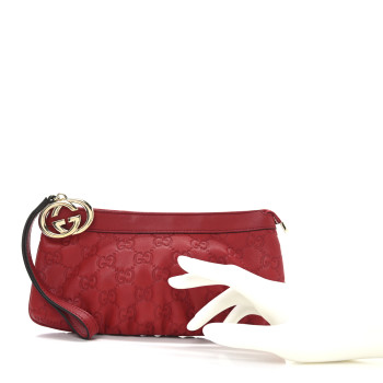 GUCCI Guccissima Signature New Britt Wristlet Red