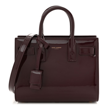 SAINT LAURENT Patent Nano Sac de Jour Dark Red Wine