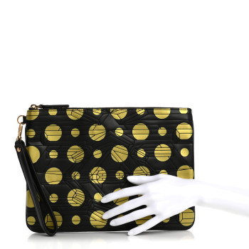 MCM Visetos Polka Dot Wristlet Zip Pouch Black Gold MCM Visetos Polka Dot Wristlet Zip Pouch Black Gold