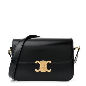 CELINE Shiny Calfskin Medium Triomphe Black