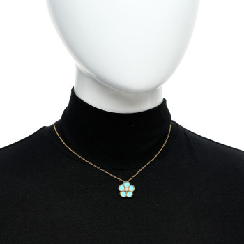 ROBERTO COIN 18K Yellow Gold Diamond Turquoise Daisy Pendant Necklace