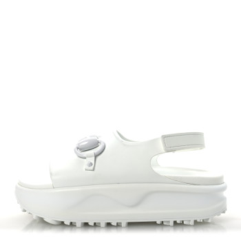 GUCCI Soft Rubber Horsebit Touch Womens Strapped Sandals 38 Great White