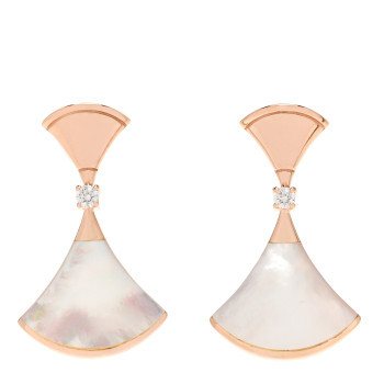 BULGARI 18K Rose Gold Diamond Mother of Pearl Divas' Dream Earrings