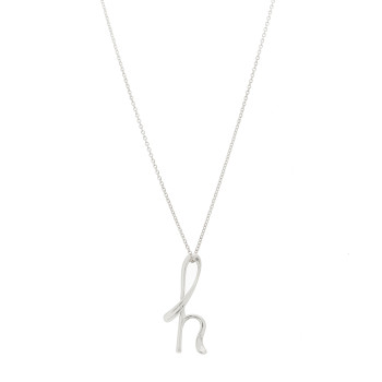 TIFFANY Sterling Silver Elsa Peretti Letter H Pendant Necklace