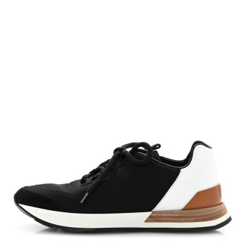 HERMES Technical Canvas Womens Miles Sneakers 35.5 Black White