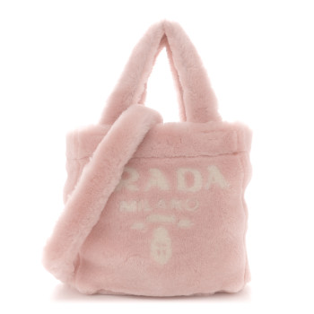PRADA Shearling Logo Tote Bag Orchidea