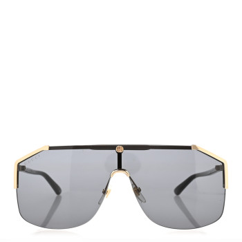 GUCCI Metal Rimless Square Sunglasses GG0291S Black Gold