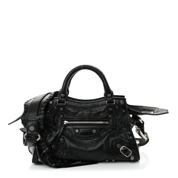 BALENCIAGA Agneau Arena Neo Cagole Handbag XS Black