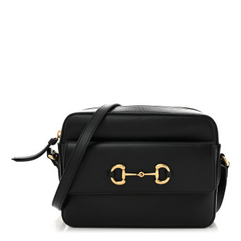 GUCCI Textured Calfskin Small Horsebit 1955 Shoulder Bag Black