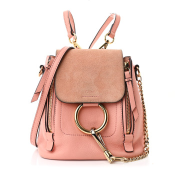 CHLOE Suede Calfskin Mini Faye Backpack Washed Pink