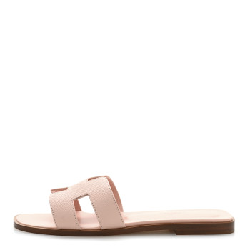 HERMES Epsom Oran Sandals 37 Rose Porcelaine