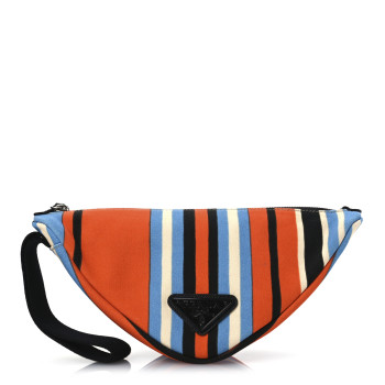 PRADA Canvas Baiadera Stripe Wristlet Pouch Arancio