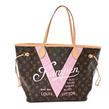 LOUIS VUITTON Monogram Kampen V Neverfull MM Rose Ballerine