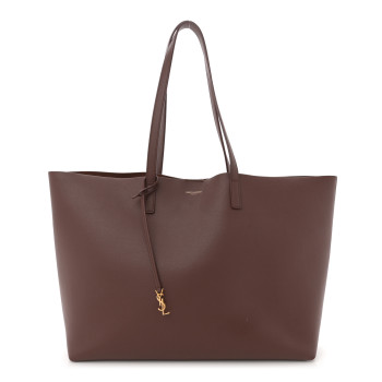 SAINT LAURENT Calfskin Large Shopping Tote Old Brandy