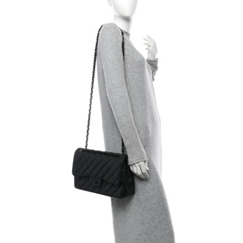 CHANEL Lambskin Quilted Jumbo Double Flap So Black