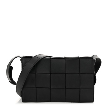 BOTTEGA VENETA Lambskin Maxi Intrecciato Cassette Crossbody Bag Black