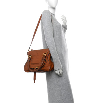 CHLOE Calfskin Medium Marcie Satchel Tan
