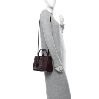 SAINT LAURENT Patent Nano Sac de Jour Dark Red Wine