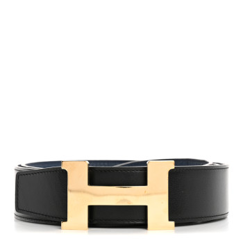HERMES Box Togo 32mm H Belt 110 Black Vert Bosphore