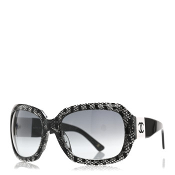 CHANEL Acetate CC Lace Effect Sunglasses 5146-A Black White
