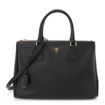 PRADA Saffiano Lux Medium Galleria Double Zip Tote Black