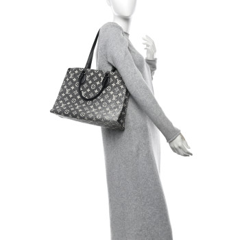 LOUIS VUITTON Monogram Jacquard Denim Onthego MM Black