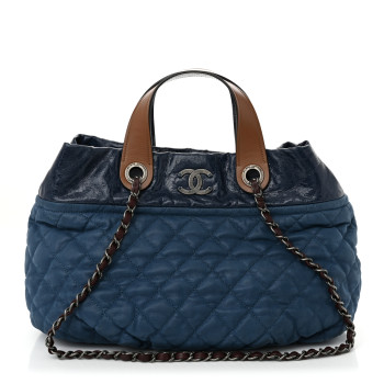 CHANEL Iridescent Calfskin Small In the Mix Tote Navy