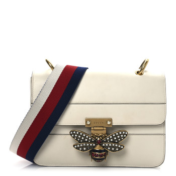 GUCCI Calfskin Sylvie Web Queen Margaret Shoulder Bag White