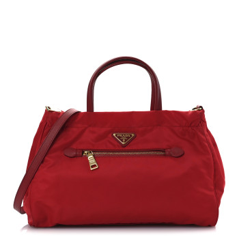 PRADA Tessuto Nylon Saffiano Tote Ibisco
