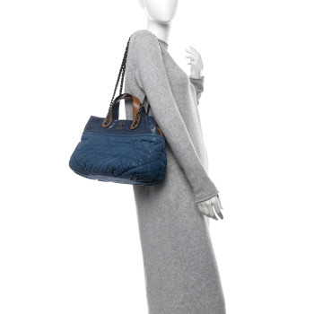 CHANEL Iridescent Calfskin Small In the Mix Tote Navy
