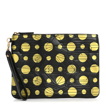 MCM Visetos Polka Dot Wristlet Zip Pouch Black Gold MCM Visetos Polka Dot Wristlet Zip Pouch Black Gold