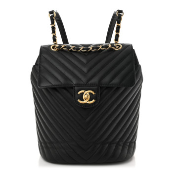 CHANEL Calfskin Chevron Quilted Small Urban Spirit Backpack Black